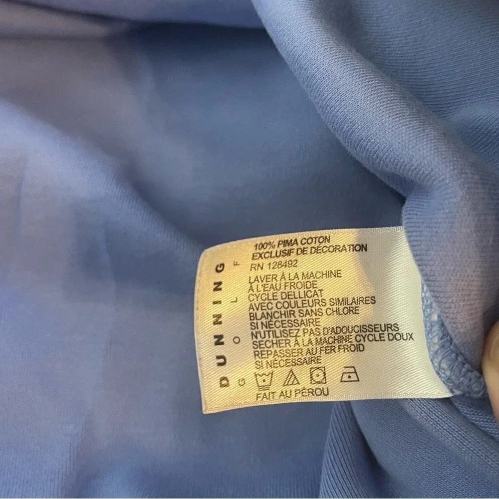 Dunning Mens XXL Blue 100% Pima‎ Cotton Quarter Zip Golf Pullover Sweatshirt